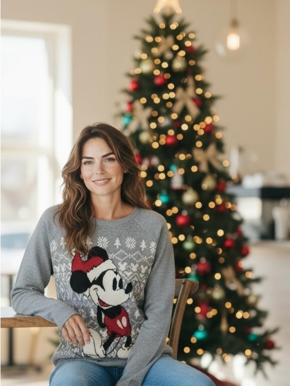 Vintage Ugly Mickey Mouse Sweater Disney Santa Christmas Hat Size L